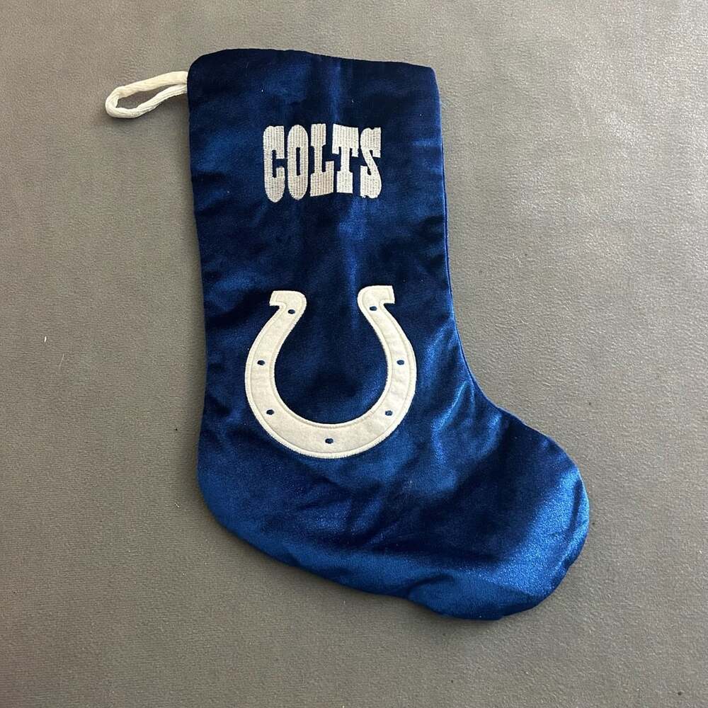 Indianapolis Colts Christmas Stocking Blue Velvet Horseshoe Logo NFL Holiday